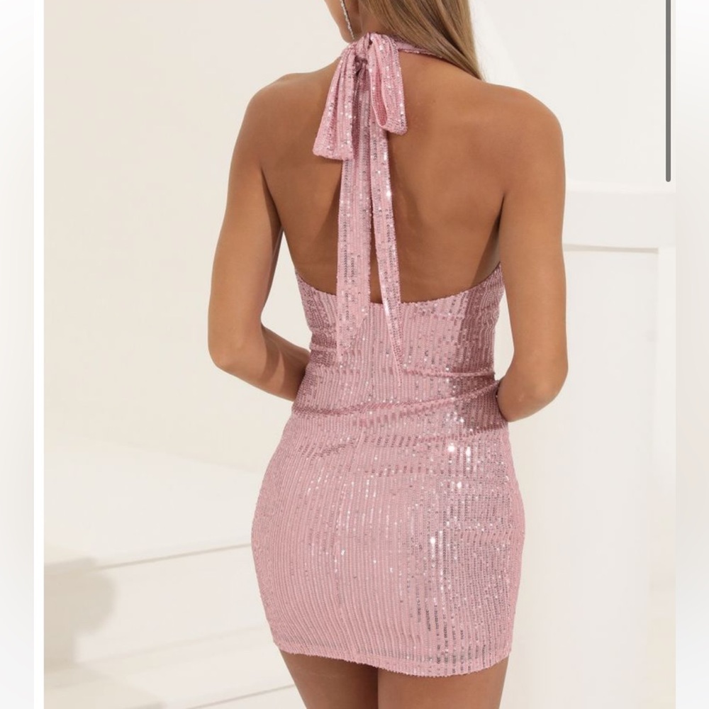 Minnie Sequin Halter Dress- lucy in the sky size xs